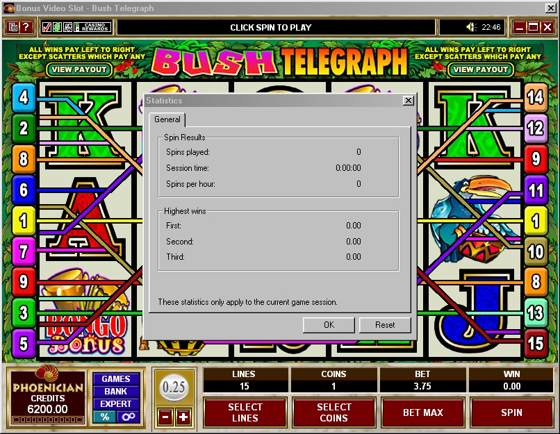 Bush Telegraph Video Slot Start at Phoenician Online Casino