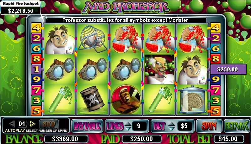 Mad Professor Video Slot on InterCasino